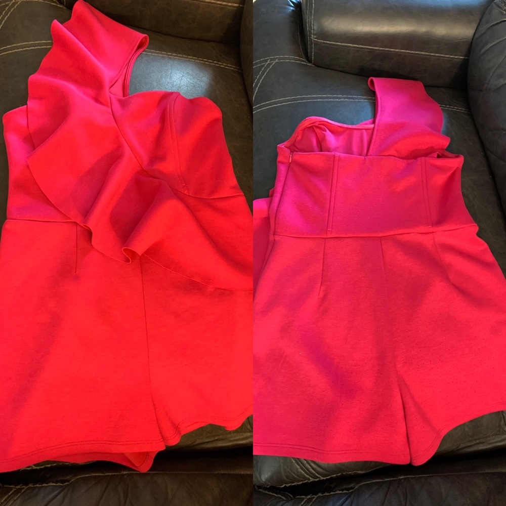 Venus one shoulder pink romper (L)